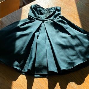 NWT French Connection Deep Green Satin Strapless dress w/black tulle sz6 Runs SM